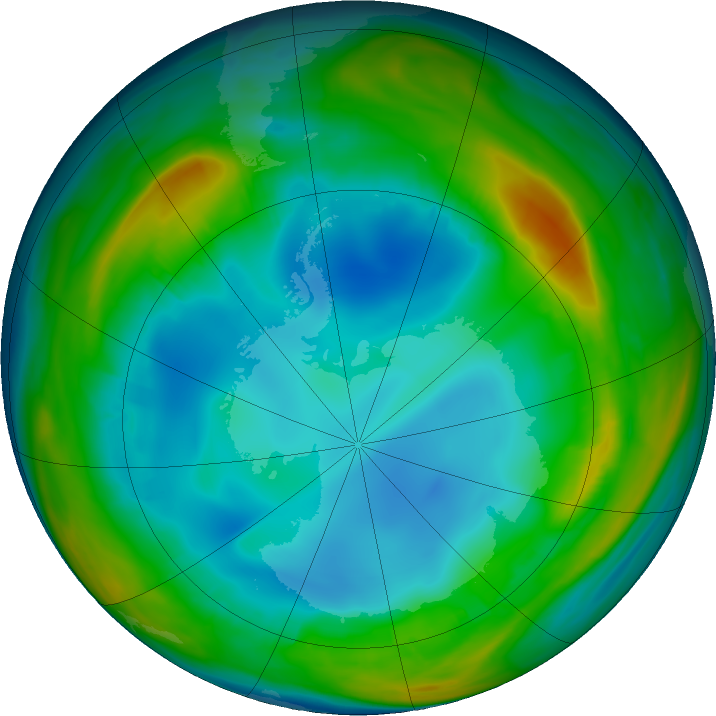Antarctic ozone map for 17 July 2016